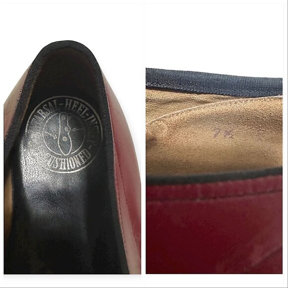 Vintage 1940s Red Leather Oxford Heels Arch-Heel Cushioned Insole 7.5 - Picture 9 of 15